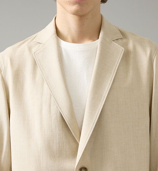 ABAHOUSE「カレンダー加工 リネンライク サマージャケット/ 軽量 ストレッチ【予約】」|ノーカラージャケット|