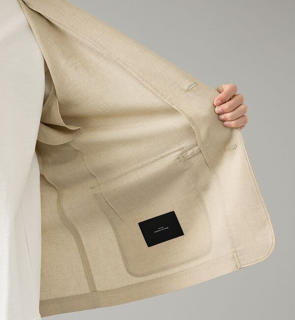 ABAHOUSE「カレンダー加工 リネンライク サマージャケット/ 軽量 ストレッチ【予約】」|ノーカラージャケット|