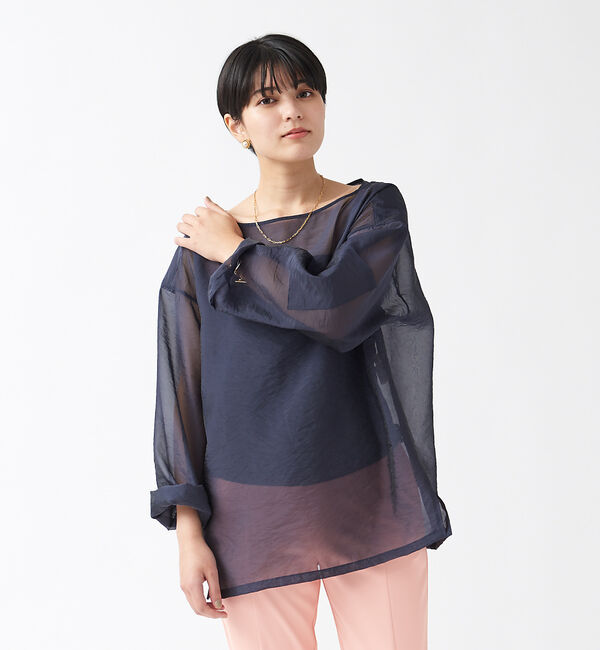 Rouge vif「シアープルオーバー」|シャツ・ブラウス|ネイビー