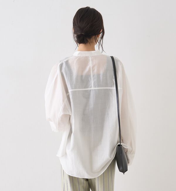 Rouge vif「シアースタンドネックシャツ/バンドカラーシャツ」|シャツ・ブラウス|