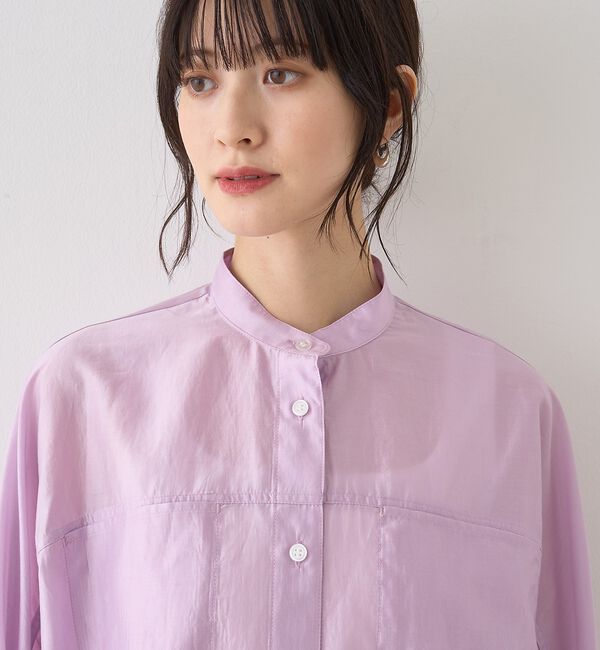 Rouge vif「シアースタンドネックシャツ/バンドカラーシャツ」|シャツ・ブラウス|