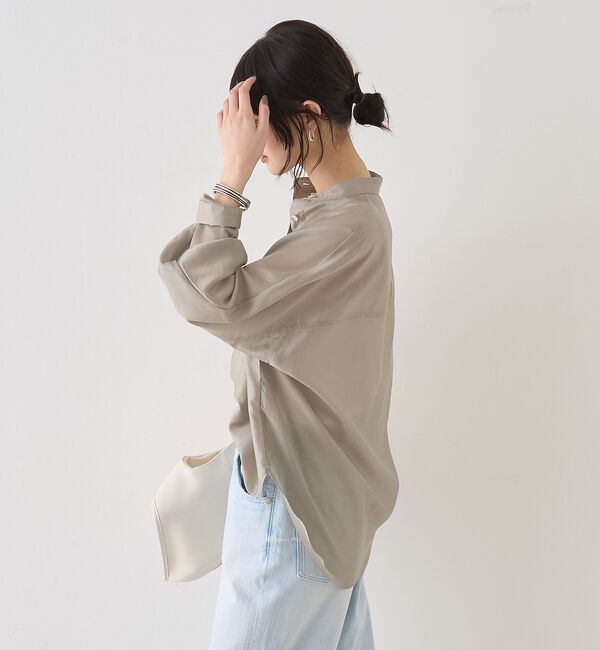 Rouge vif「シアースタンドネックシャツ/バンドカラーシャツ」|シャツ・ブラウス|