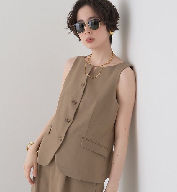 Rouge vif「【セットアップ対応】リネン混ジレ/ベスト」|ベスト・ジレ|ベージュ
