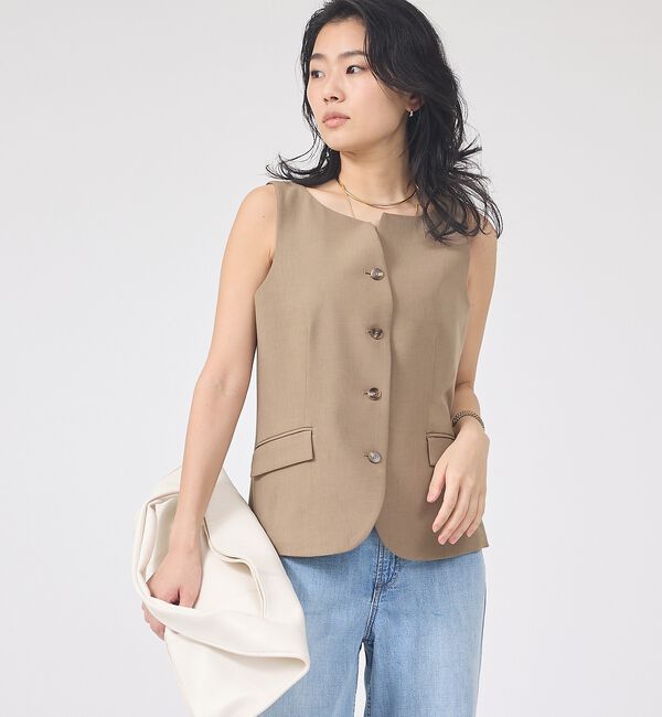 Rouge vif「【セットアップ対応】リネン混ジレ/ベスト」|ベスト・ジレ|