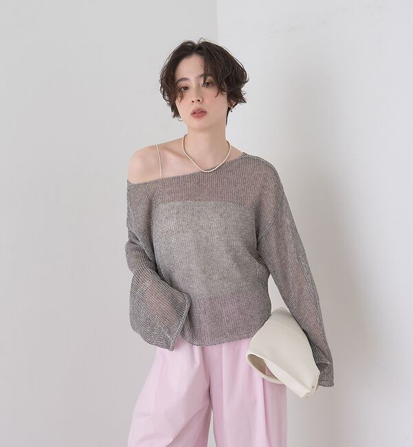 Rouge vif「【定番人気】【2026SS新作】前後2WAYペーパーメッシュニットプルオーバー【」|ニット・セーター|