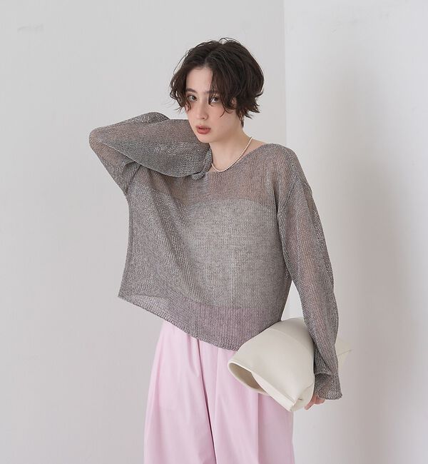 Rouge vif「【定番人気】【2026SS新作】前後2WAYペーパーメッシュニットプルオーバー【」|ニット・セーター|