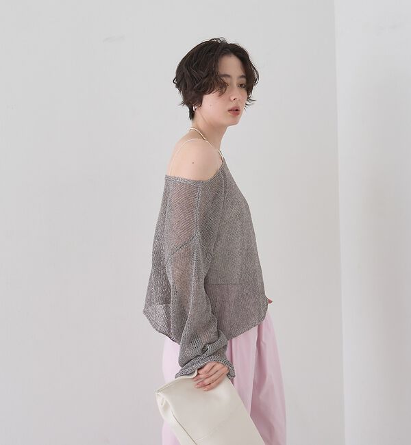 Rouge vif「【定番人気】【2026SS新作】前後2WAYペーパーメッシュニットプルオーバー【」|ニット・セーター|