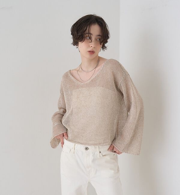 Rouge vif「【定番人気】【2026SS新作】前後2WAYペーパーメッシュニットプルオーバー【」|ニット・セーター|