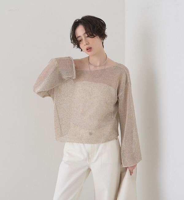 Rouge vif「【定番人気】【2026SS新作】前後2WAYペーパーメッシュニットプルオーバー【」|ニット・セーター|