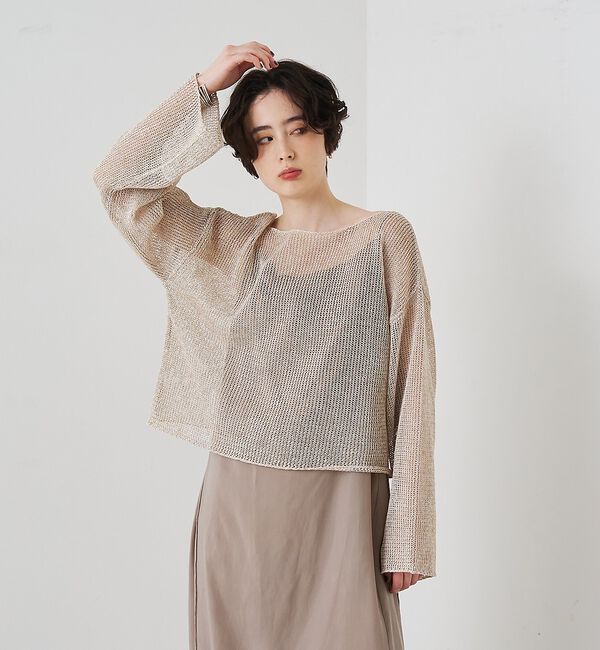 Rouge vif「【定番人気】【2026SS新作】前後2WAYペーパーメッシュニットプルオーバー【」|ニット・セーター|