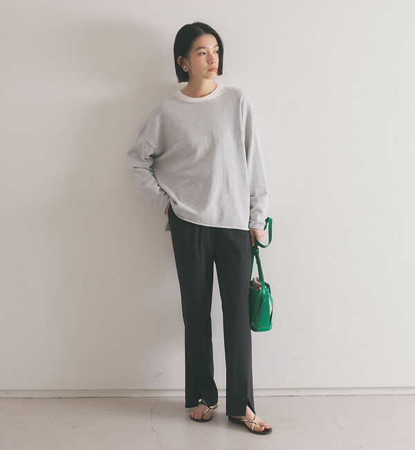 qualite「【WEB・一部店舗限定】クルーネックコットンニットプルオーバー」|ニット・セーター|