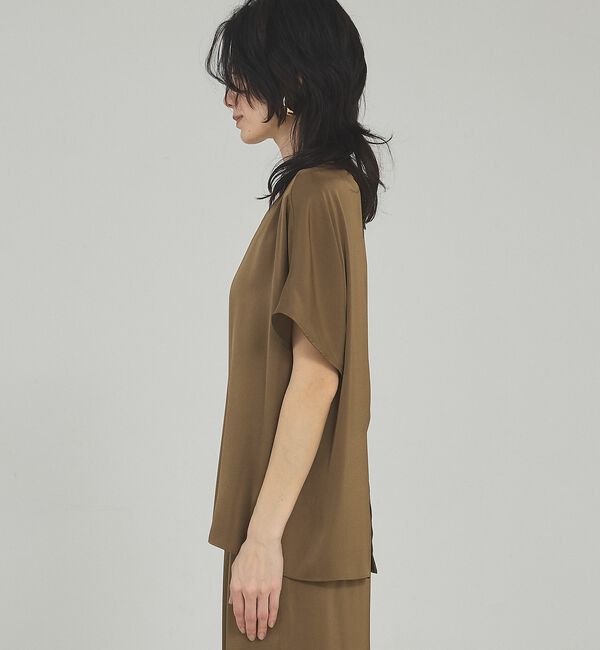 qualite「【接触冷感＆吸水速乾】クールサテンブラウス/セットアップ対応」|シャツ・ブラウス|