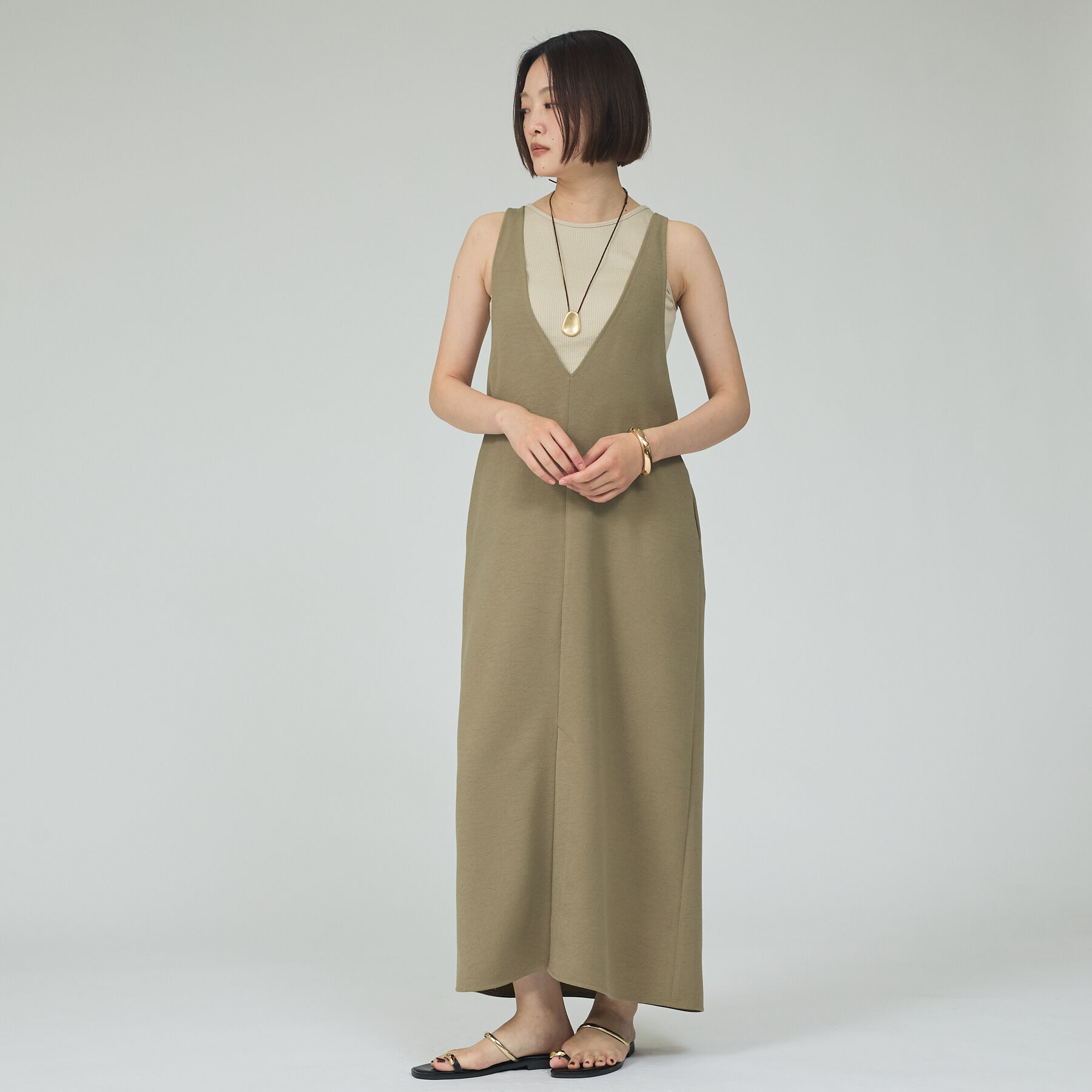 qualite「【接触冷感・吸水速乾・UVカット・防シワ】3WAYジョーゼットアメスリワンピ【予」|ワンピース|