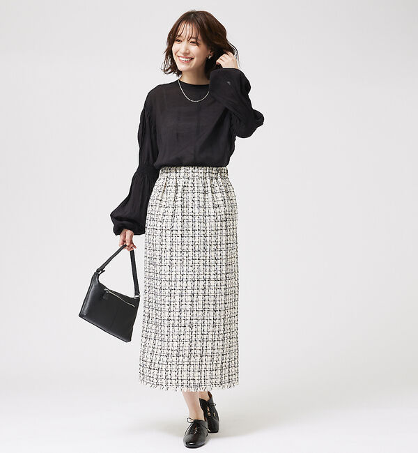 abahouse mavie「【セットアップ対応】ツィードタイトスカート」|スカート|