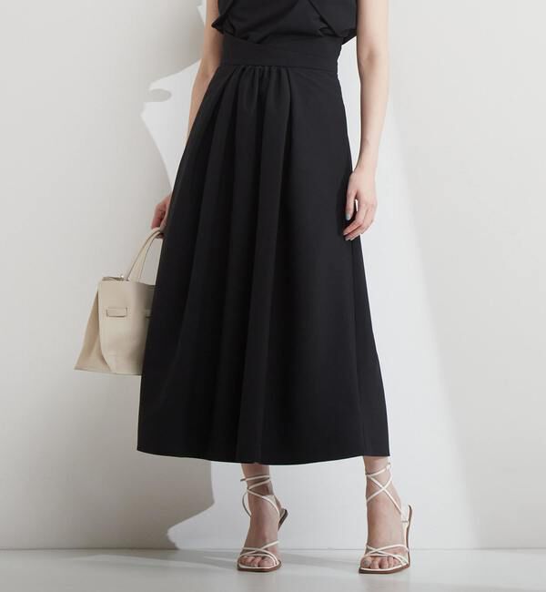 TIARA「タックフレアロングスカート」|スカート|ブラック