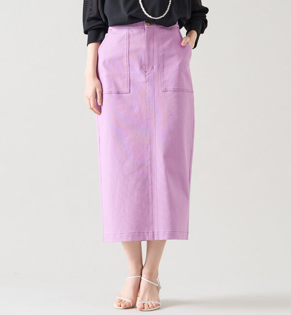 TIARA「バイカラーステッチタイトスカート」|スカート|ピンク