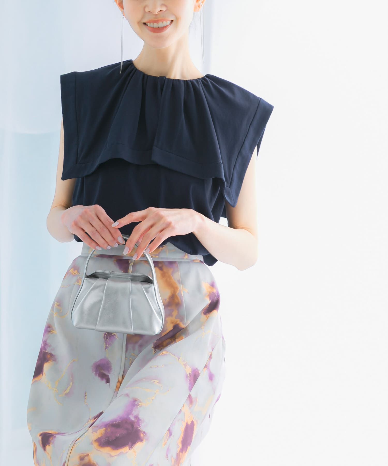 URBAN RESEARCH ROSSO「ケープデザインTシャツ」|Tシャツ・カットソー|ネイビー