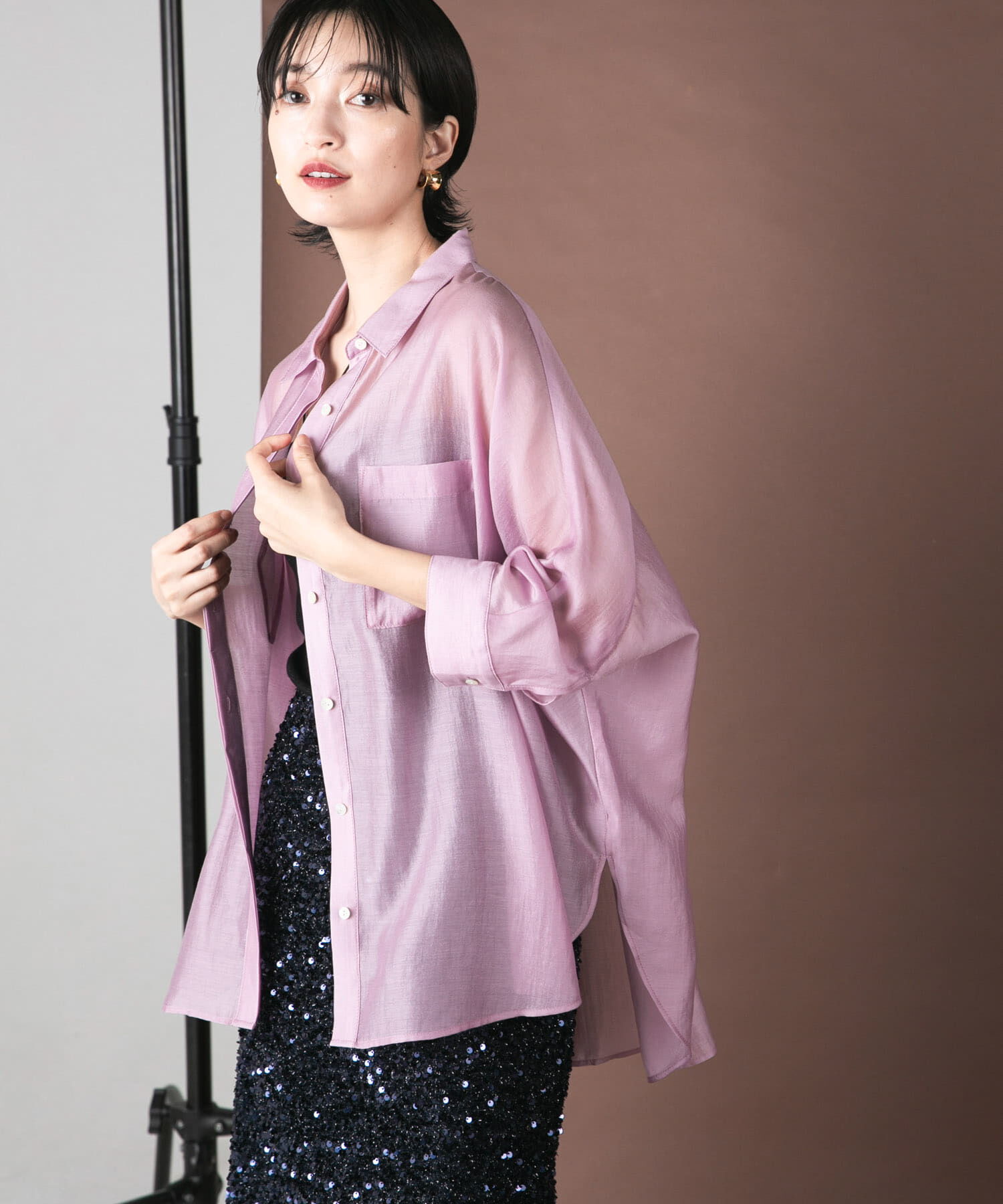 URBAN RESEARCH ROSSO「アセテートシアードルマンシャツ」|シャツ・ブラウス|ピンク