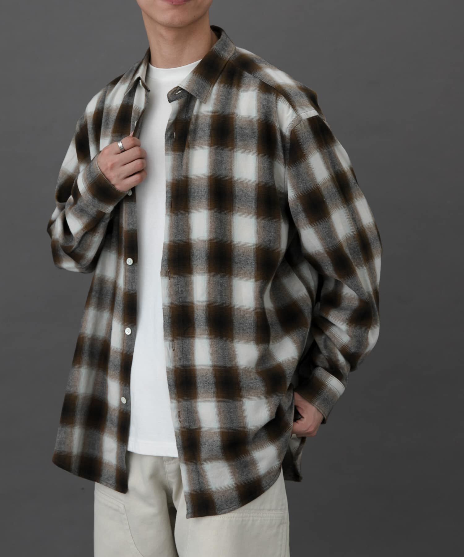 URBAN RESEARCH DOORS「FORK&SPOON　ネルチェックシャツ」|シャツ・ブラウス|ブラウン