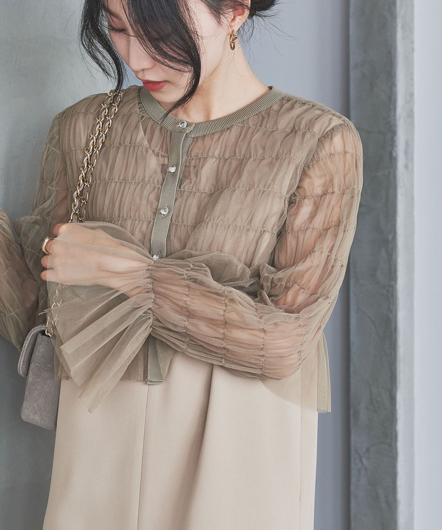 URBAN RESEARCH ROSSO「チュールカーディガン&times;レイヤードワンピース」|ワンピース|