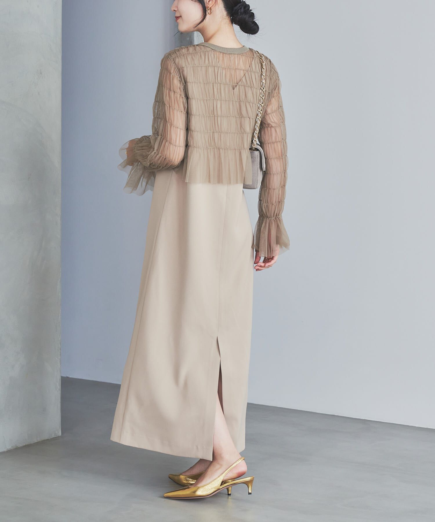 URBAN RESEARCH ROSSO「チュールカーディガン&times;レイヤードワンピース」|ワンピース|