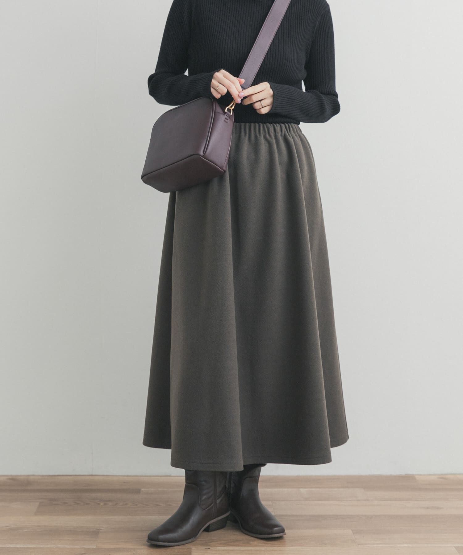 URBAN RESEARCH DOORS「カットギャザースカート」|スカート|モカ