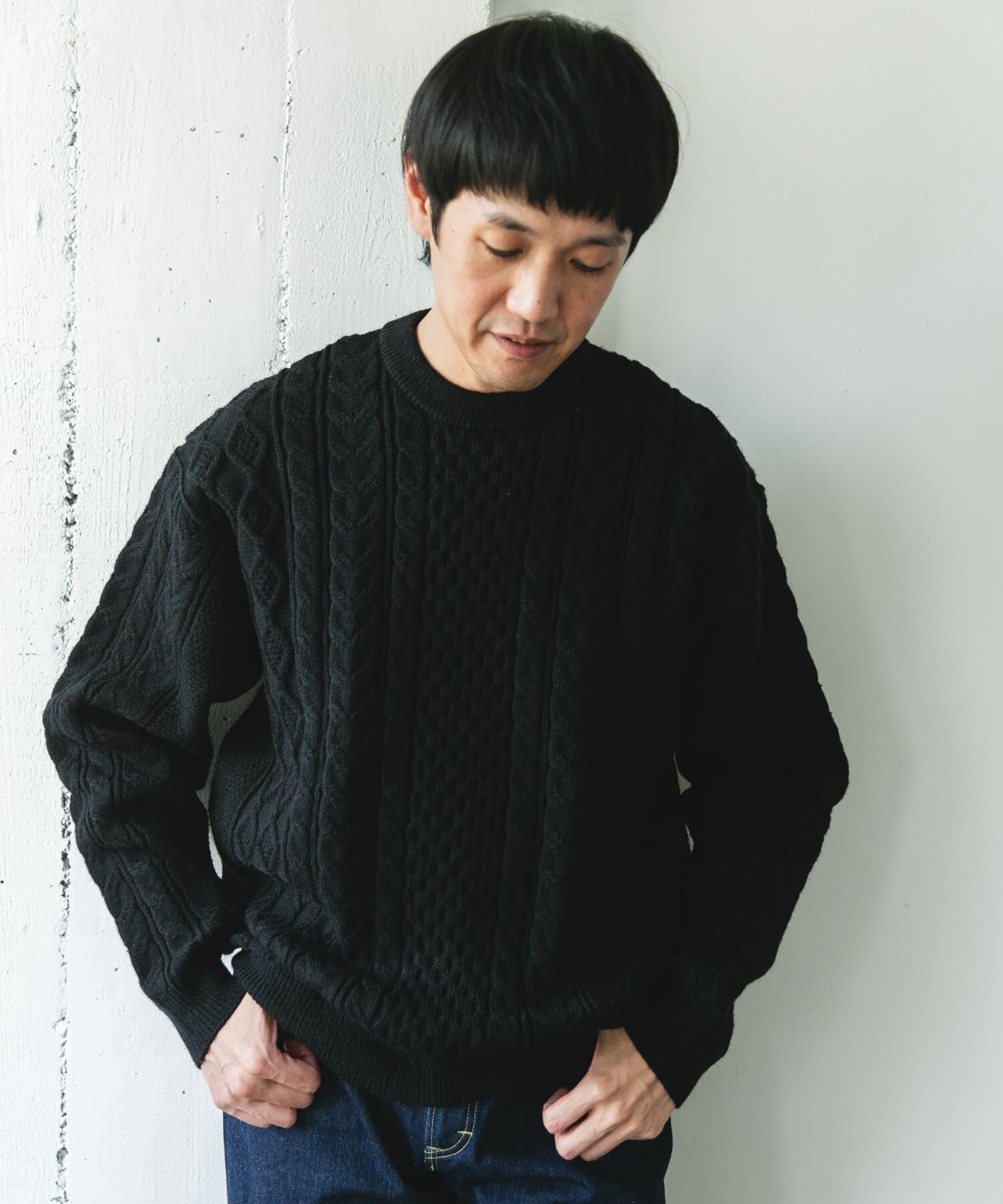 URBAN RESEARCH DOORS「アランニットクルーネックプルオーバー」|ニット・セーター|