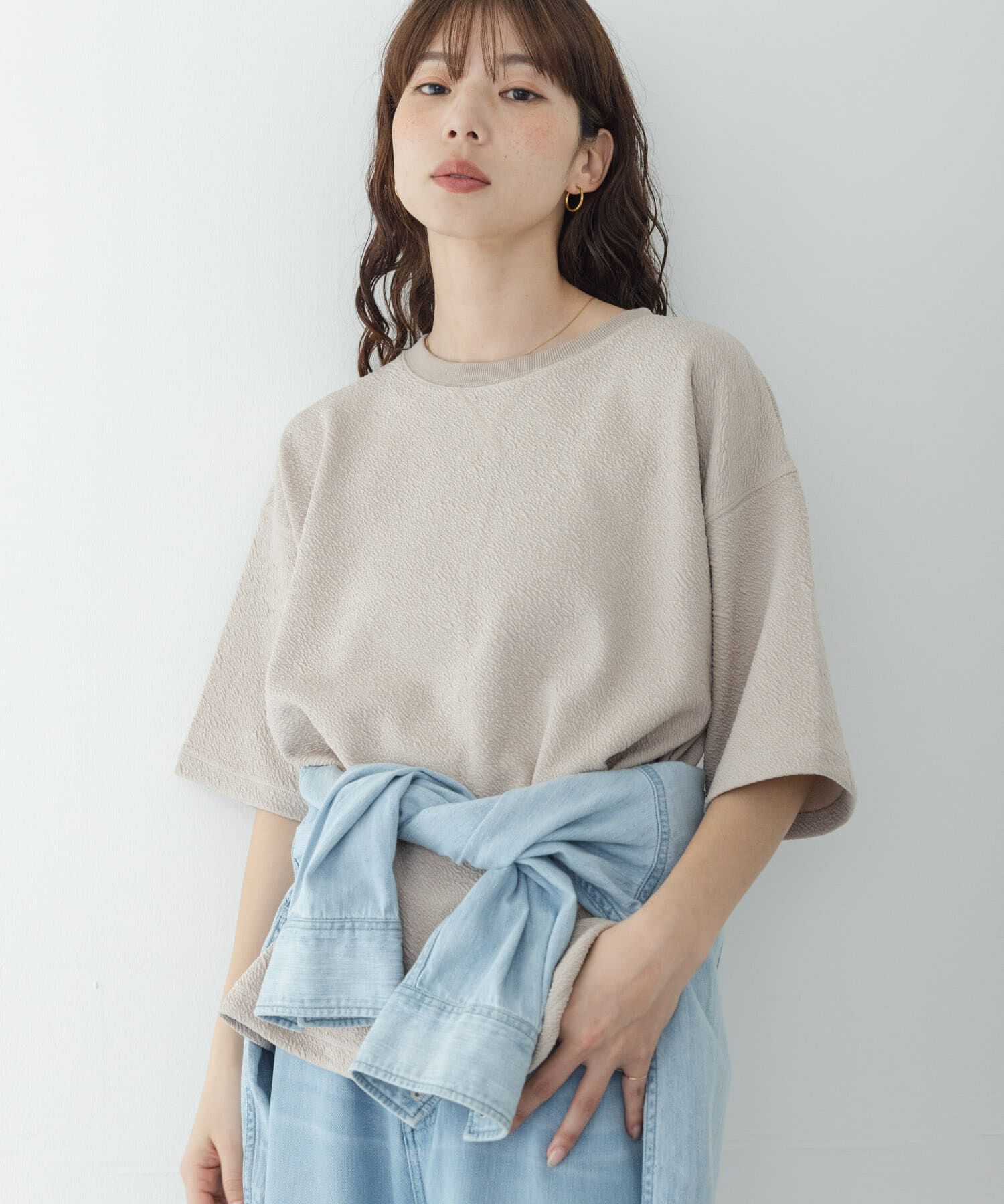 Sonny Label 「カットジャガードドロスト五分袖プルオーバー」|Tシャツ・カットソー|