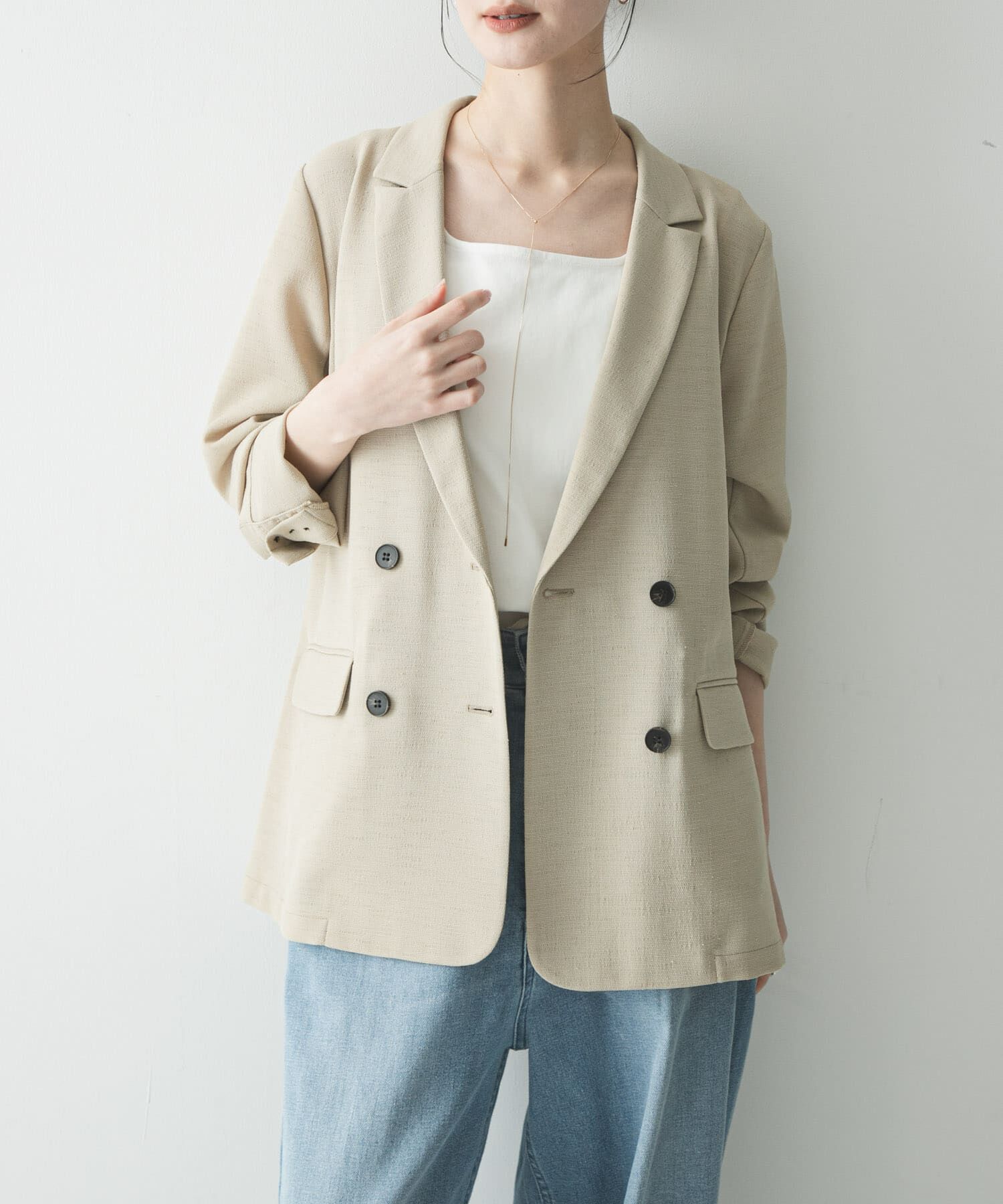 URBAN RESEARCH「ダブルブレストメッシュジャケット」|その他|ベージュ