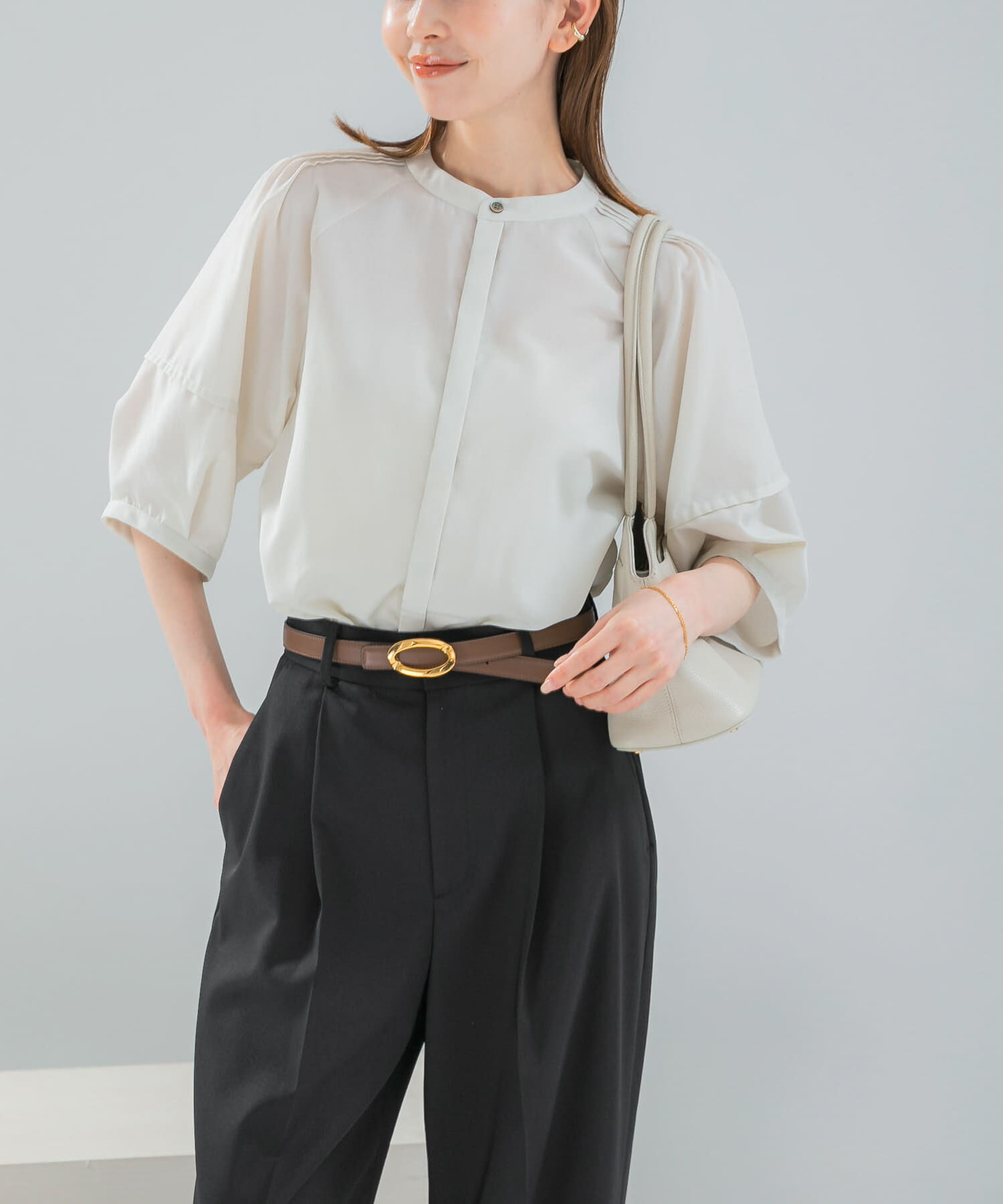 URBAN RESEARCH ROSSO「『WEB/一部店舗限定』UVカットウォッシャブルリネン混シャツブラウス」|シャツ・ブラウス|