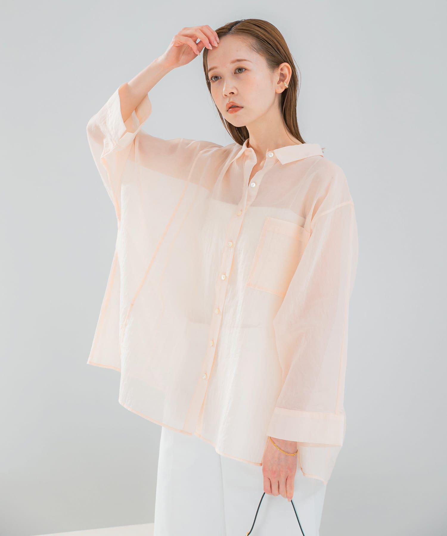 URBAN RESEARCH ROSSO「シアーコットンドルマンシャツ」|シャツ・ブラウス|ピンク系その他