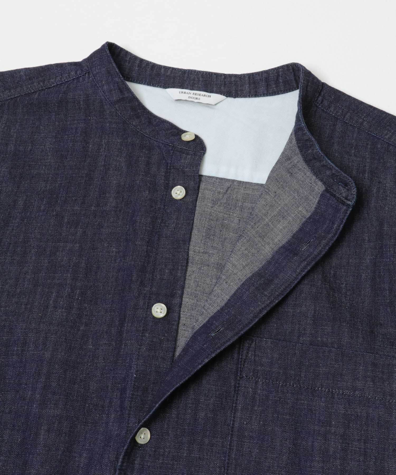 URBAN RESEARCH DOORS「リネンブレンド デニムバンドショートスリーブシャツ」|シャツ・ブラウス|