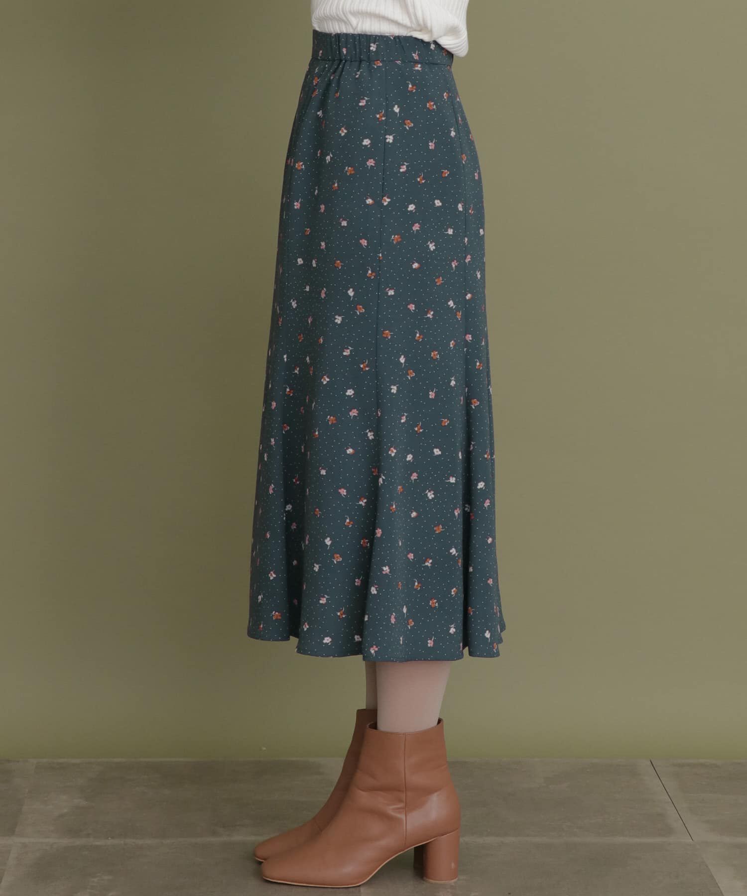  「ドット&times;フラワーマーメイドスカート」|スカート|