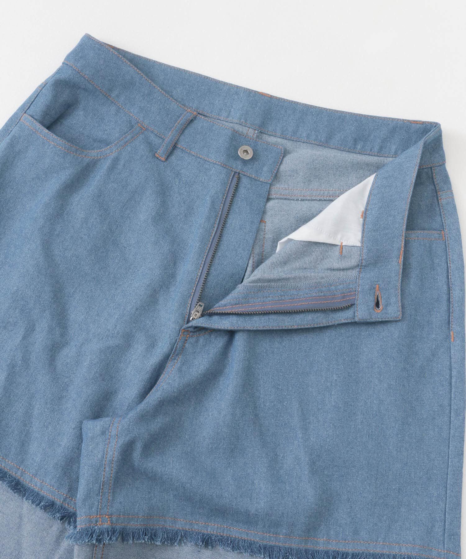 SENSE OF PLACE by URBAN RESEARCH「デニムフリンジシャンブレーワイドパンツ」|デニム|