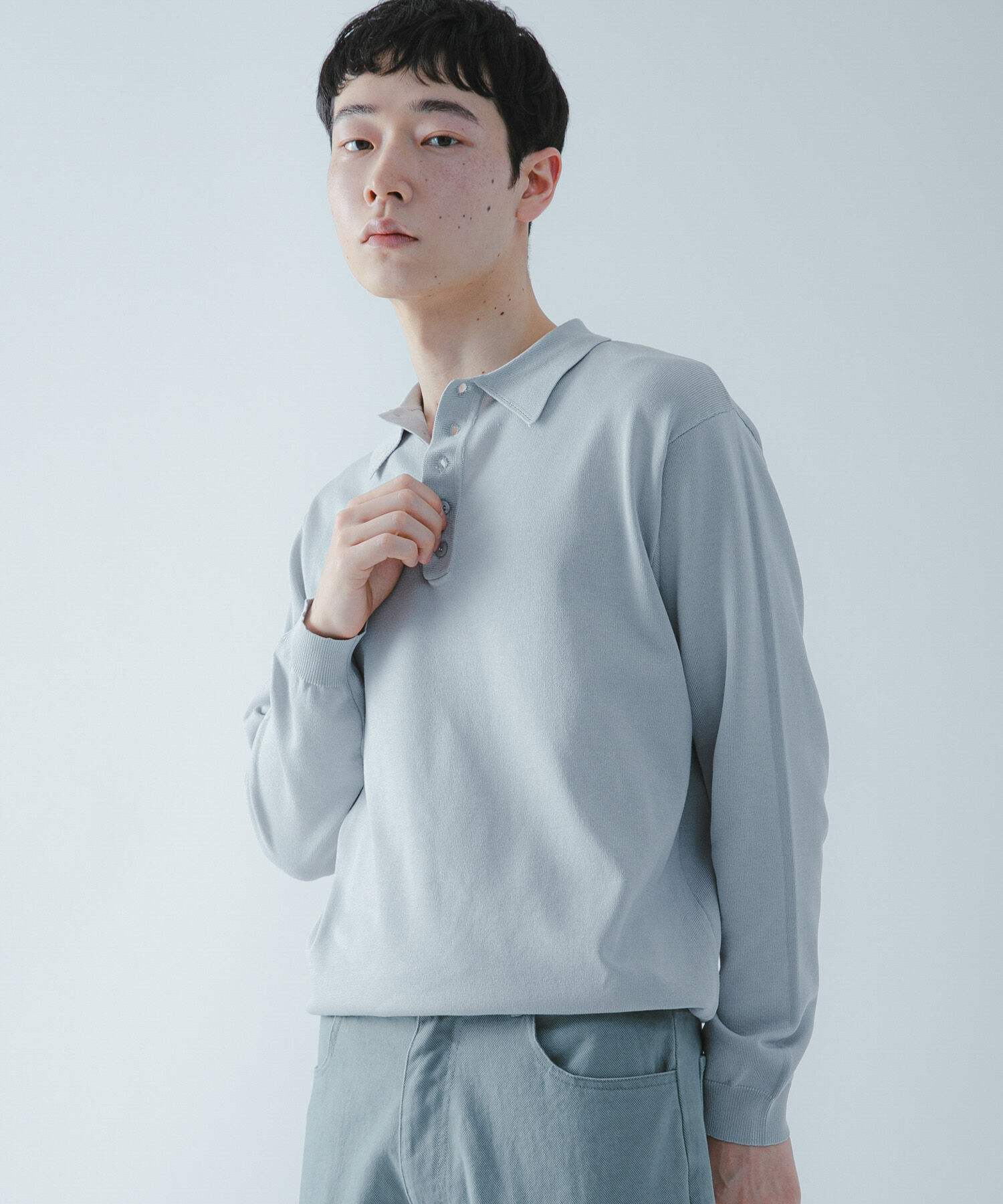 SENSE OF PLACE by URBAN RESEARCH「『洗濯可/防花粉』SKINProofニットポロシャツ」|ニット・セーター|ライトグレー