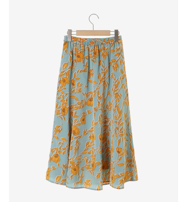  「【日本製】サテンフラワープリントフレアスカート」|フレア|