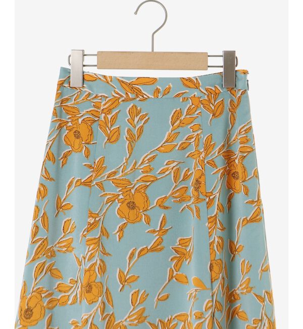  「【日本製】サテンフラワープリントフレアスカート」|フレア|