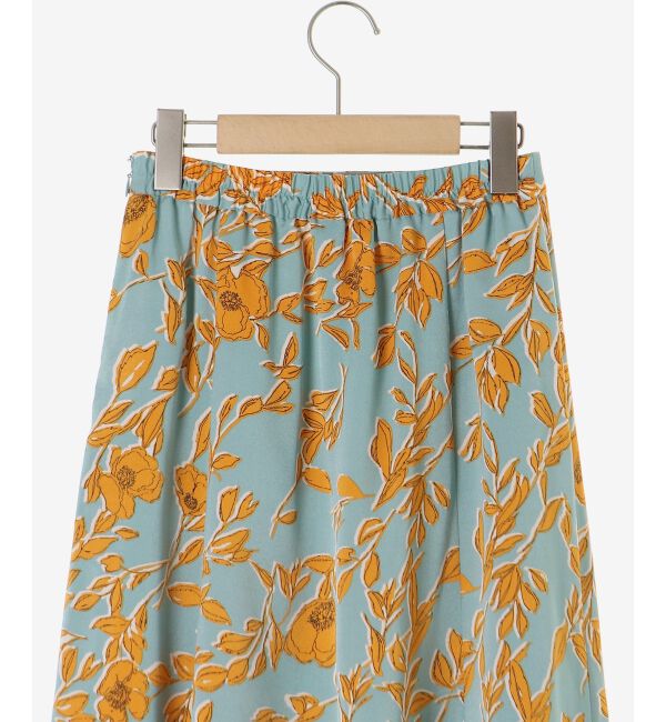  「【日本製】サテンフラワープリントフレアスカート」|フレア|
