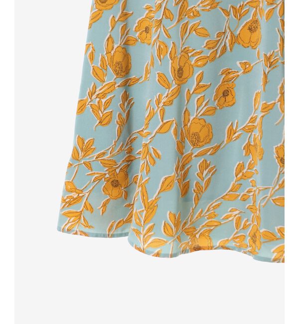  「【日本製】サテンフラワープリントフレアスカート」|フレア|