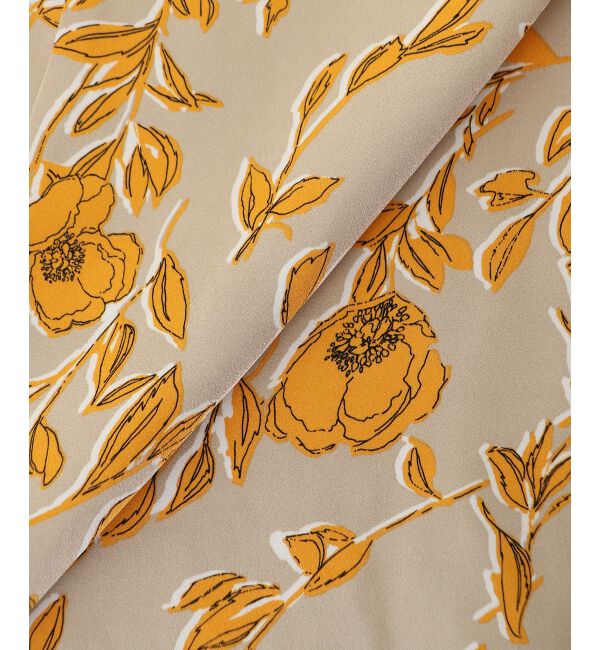  「【日本製】サテンフラワープリントフレアスカート」|フレア|