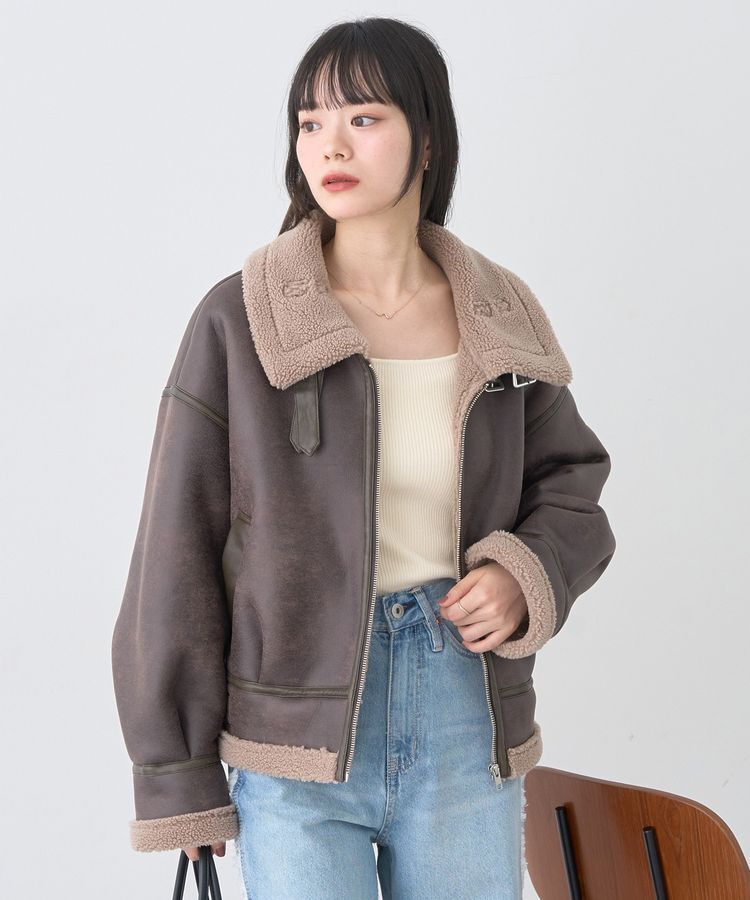 earth music&ecology「フェイクムートンジャケット」|ブルゾン・スタジャン|