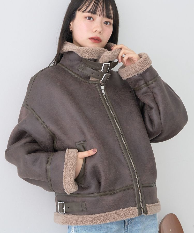 earth music&ecology「フェイクムートンジャケット」|ブルゾン・スタジャン|