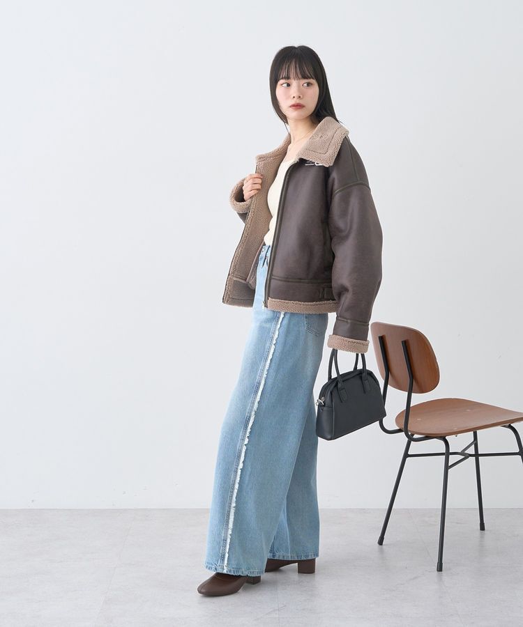 earth music&ecology「フェイクムートンジャケット」|ブルゾン・スタジャン|