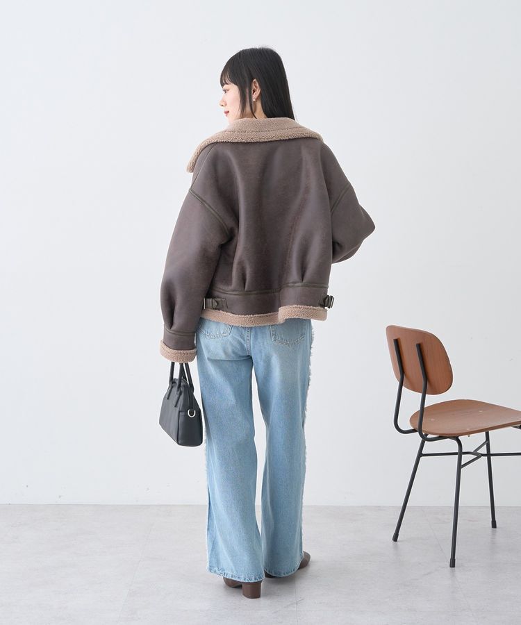 earth music&ecology「フェイクムートンジャケット」|ブルゾン・スタジャン|