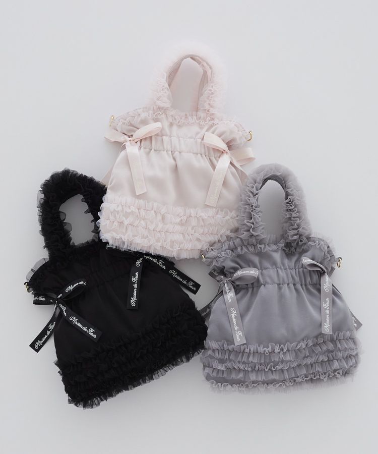 Maison de FLEUR「【2Way】チュールフリルダブルリボン2Wayトート」|トートバッグ|