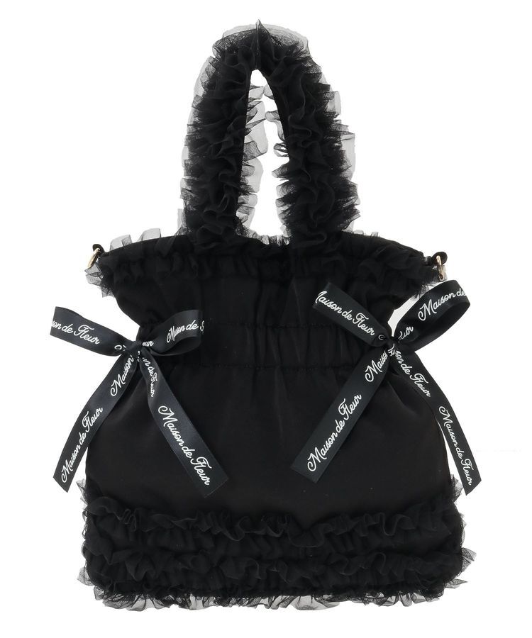 Maison de FLEUR「【2Way】チュールフリルダブルリボン2Wayトート」|トートバッグ|