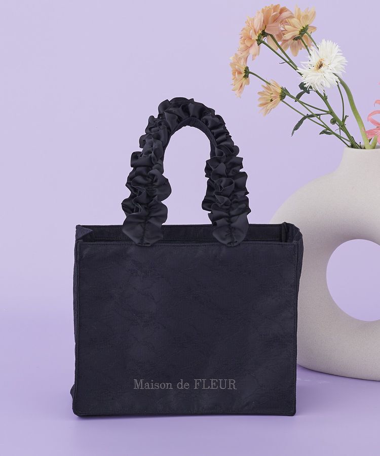 Maison de FLEUR「【Sサイズ】レースフリルハンドルスクエアトートSバッグ」|トートバッグ|