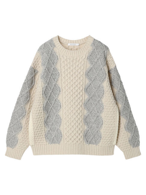  「マルチカラーケーブルニットプルオーバー」|ニット・セーター|