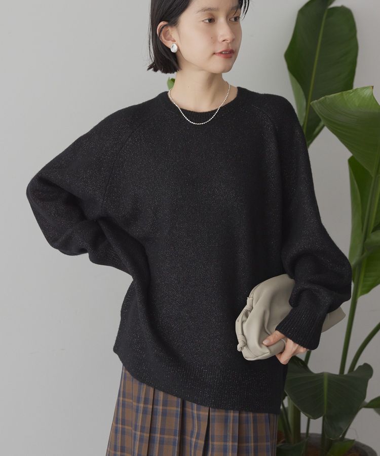 AMERICAN HOLIC「ラグランラメニットプルオーバー」|ニット・セーター|Black