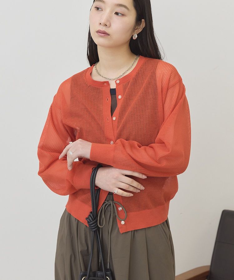 AMERICAN HOLIC「シアーリブニットカーディガン」|カーディガン|Red